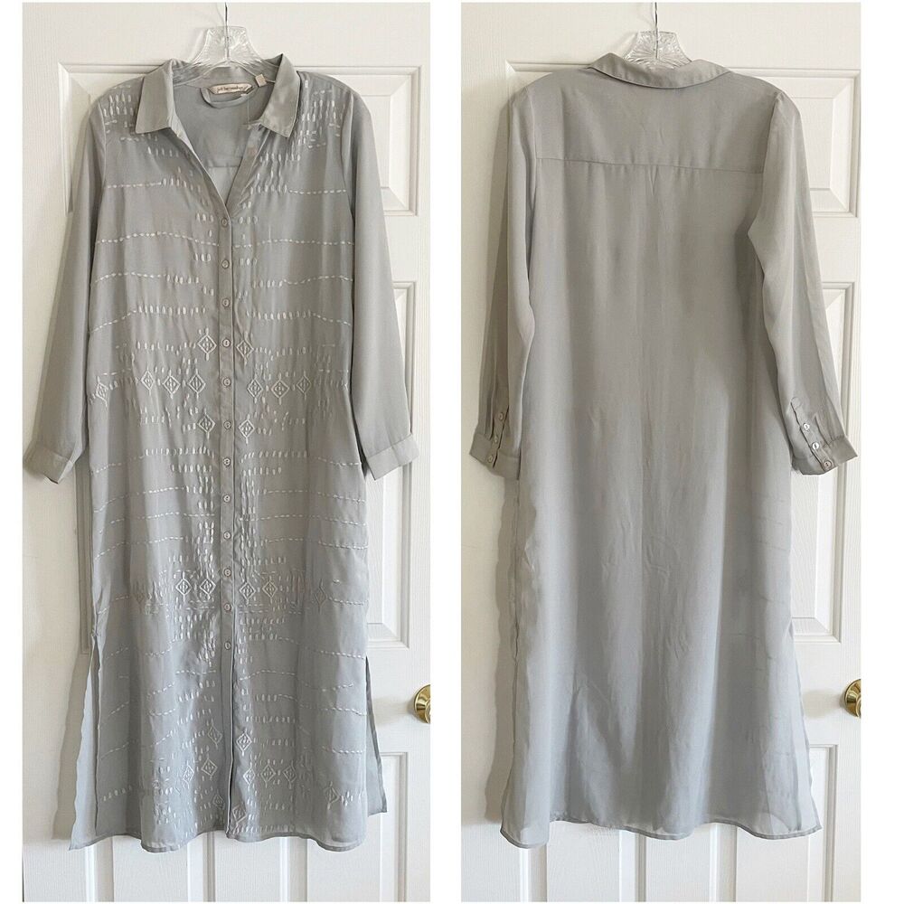 NWOT Soft Surroundings Women’s Petite Sheer Ibiza Button Front Maxi Dress Sz M
